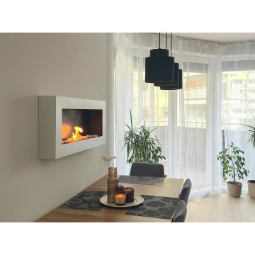 Bio-kominek wiszący 900x400 Box – biały strukturalny mat