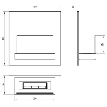 Hanging bio-fireplace BOARD black and white