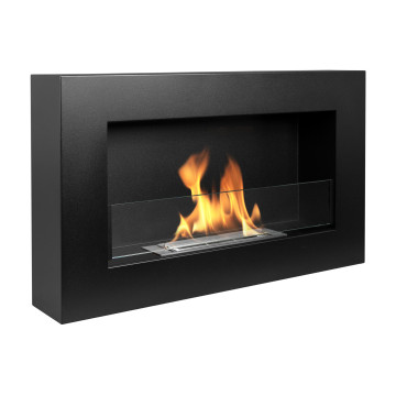 Wand-Biokamin Box 650x400 Schwarz Matt