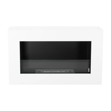 Wall-mounted bio fireplace with glass 650x400 Box white textured matte