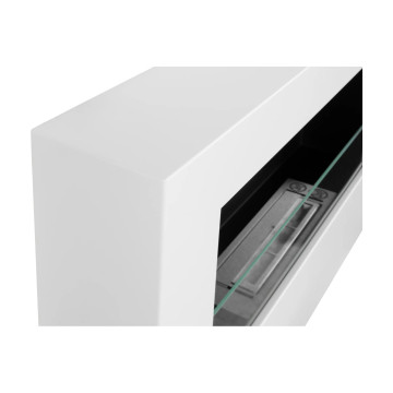 Wand-Biokamin mit Glas 650x400 Box weiß strukturiert matt