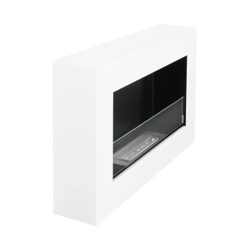 Biokominek wiszący z szybą 650x400 Box biały strukturalny mat