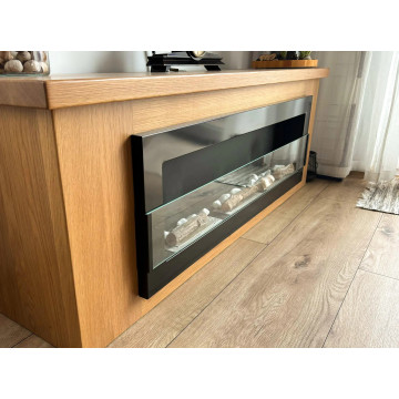 Hangende biohaard met glas 1200x400 zwart hoogglans