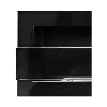 Wand-Biokamin mit Glas 1200x400 schwarz Hochglanz