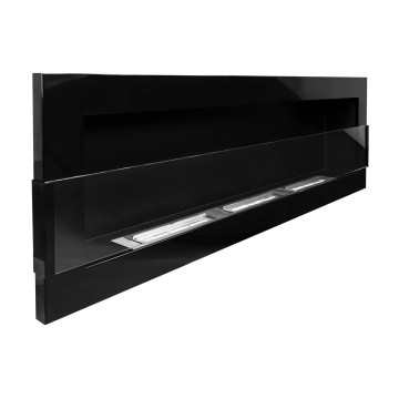 Biokominek wiszący z szybą 1200x400 czarny połysk