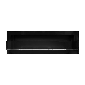Wand-Biokamin mit Glas 1200x400 schwarz Hochglanz