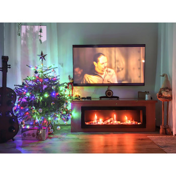 Biokominek wiszący z szybą 1200x400 czarny połysk