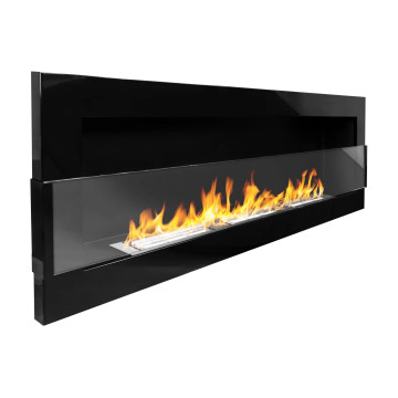 Hangende biohaard met glas 1200x400 zwart hoogglans