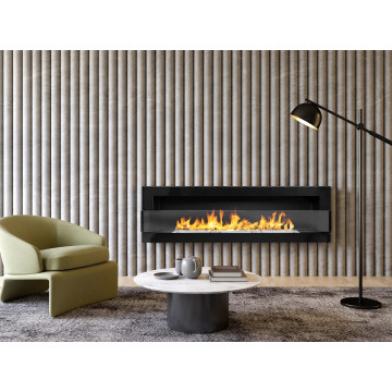 Biokominek wiszący z szybą 1200x400 czarny połysk