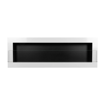 Wall-mounted bio fireplace with glass 1200x400 white high gloss