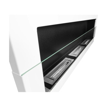 Biokominek wiszący z szybą 1200x400 biały połysk