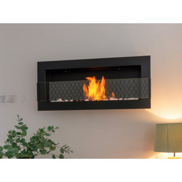 Bio-kominek wiszący z szybą 900x400 czarny strukturalny mat